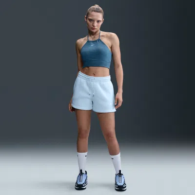 Nike Women's  Sportswear Phoenix Fleece Mid-rise 4" Shorts In Blue
