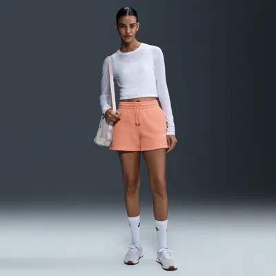 Nike Women's  Sportswear Phoenix Fleece Mid-rise 4" Shorts In Orange