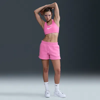 Nike Women's  Sportswear Phoenix Fleece Mid-rise 4" Shorts In Pink