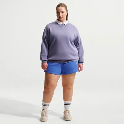 Nike Women's  Sportswear Phoenix Fleece Mid-rise 4" Shorts (plus Size) In Blue