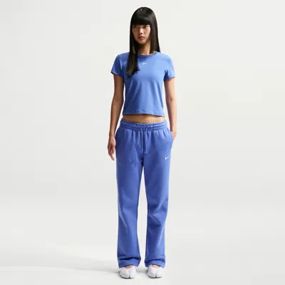 Nike Women's  Sportswear Phoenix Fleece Mid-rise Open-hem Pants In Blue