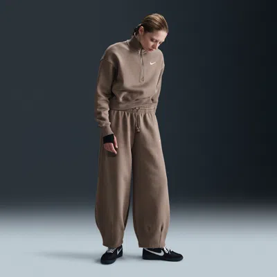 Nike Women's  Sportswear Phoenix Fleece Mid-rise Oversized Tapered Pants In Mink Brown/sail