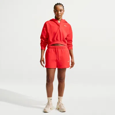 Nike Women's  Sportswear Phoenix Fleece Mid-rise 4" Shorts In Red