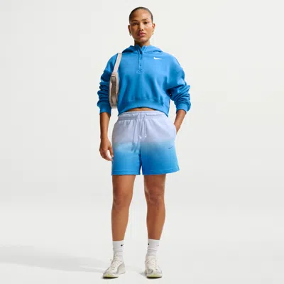 Nike Women's  Sportswear Phoenix Fleece Mid-rise Shorts In Blue