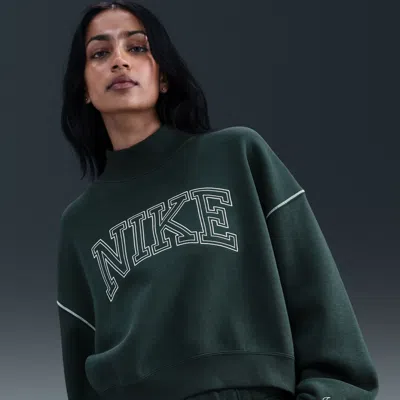 Nike Women's  Sportswear Phoenix Fleece Mock-neck Sweatshirt In Green