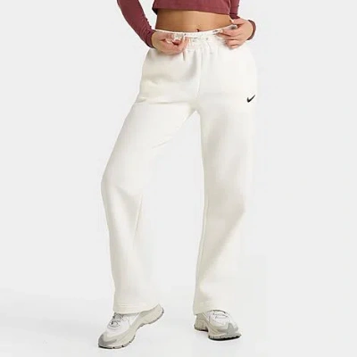 Nike Women's Sportswear Phoenix Fleece Open Hem Pants In Sail/black