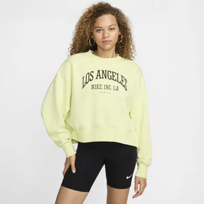 Nike Women's  Sportswear Phoenix Fleece Over-oversized Crew-neck Graphic Sweatshirt In Yellow