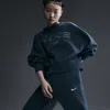 Nike Women's  Sportswear Phoenix Fleece Over-oversized Crew-neck Logo Sweatshirt In Blue