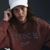 Nike Women's  Sportswear Phoenix Fleece Over-oversized Crew-neck Logo Sweatshirt In Brown