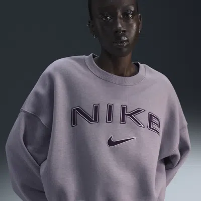 Nike Women's  Sportswear Phoenix Fleece Over-oversized Crew-neck Logo Sweatshirt In Grey