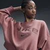 Nike Women's  Sportswear Phoenix Fleece Over-oversized Crew-neck Logo Sweatshirt In Pink