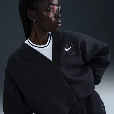 Nike Women's  Sportswear Phoenix Fleece Over-oversized Graphic Cardigan In Black