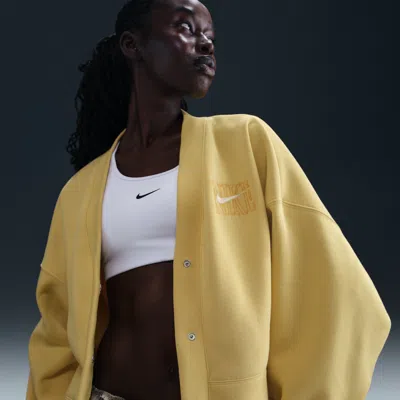 Nike Women's  Sportswear Phoenix Fleece Over-oversized Graphic Cardigan In Yellow