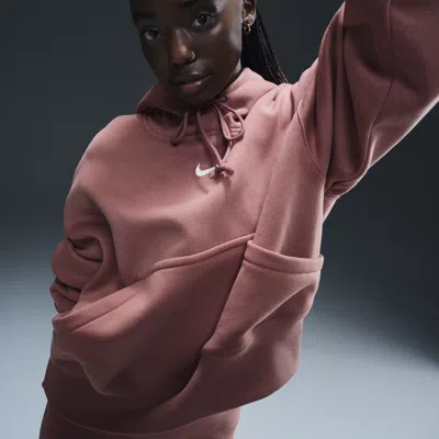 Nike Women's  Sportswear Phoenix Fleece Over-oversized Pullover Hoodie In Canyon Pink/sail
