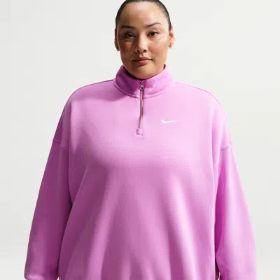 Nike Women's  Sportswear Phoenix Fleece Over-oversized 1/4-zip (plus Size) In Pink