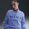Nike Women's  Sportswear Phoenix Fleece Oversized 1/4-zip Logo Top In Blue
