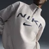 Nike Women's  Sportswear Phoenix Fleece Oversized 1/4-zip Logo Top In Brown