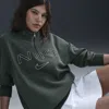 Nike Women's  Sportswear Phoenix Fleece Oversized 1/4-zip Logo Top In Green