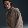 Nike Sportswear Phoenix Oversize Fleece Quarter Zip Top In Brown
