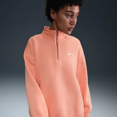 Nike Women's  Sportswear Phoenix Fleece Oversized 1/4-zip Long Sweatshirt In Orange
