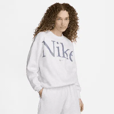 Nike Women's  Sportswear Phoenix Fleece Oversized Crew-neck Logo Sweatshirt In Brown