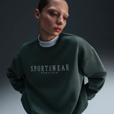Nike Women's  Sportswear Phoenix Fleece Oversized Crew-neck Sweatshirt In Green