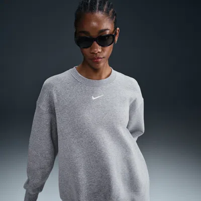 Nike Women's  Sportswear Phoenix Fleece Oversized Crew-neck Sweatshirt In Grey