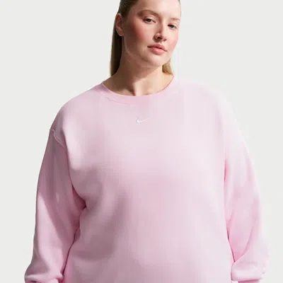 Nike Women's  Sportswear Phoenix Fleece Oversized Crew-neck Sweatshirt (plus Size) In Pink