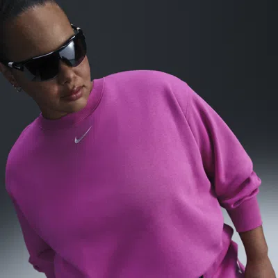 Nike Women's  Sportswear Phoenix Fleece Oversized Crew-neck Sweatshirt (plus Size) In Purple
