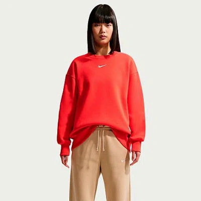 Nike Women's Sportswear Phoenix Fleece Oversized Crewneck Sweatshirt In Orange