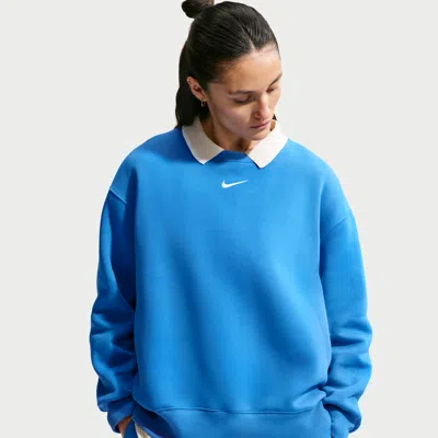 Nike Women's  Sportswear Phoenix Fleece Oversized Crew-neck Sweatshirt In Blue