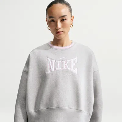 Nike Women's  Sportswear Phoenix Fleece Oversized Crew-neck Sweatshirt In Gray