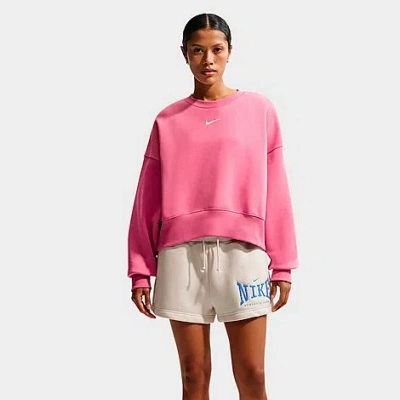 Nike Women's Sportswear Phoenix Fleece Oversized Crewneck Sweatshirt In Pink
