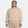 Nike Women's  Sportswear Phoenix Fleece Oversized Crewneck Sweatshirt (plus Size) In Brown