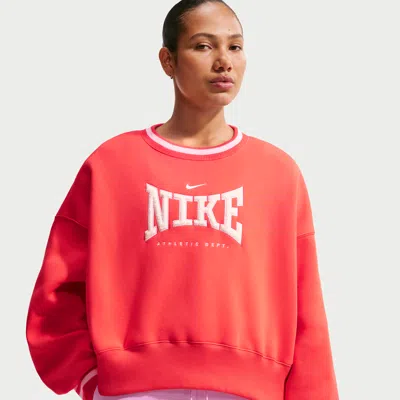 Nike Women's  Sportswear Phoenix Fleece Oversized Crew-neck Sweatshirt In Red