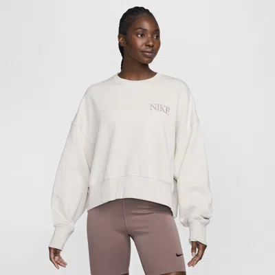 Nike Women's  Sportswear Phoenix Fleece Oversized Cropped Crew-neck Sweatshirt In Brown