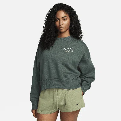 Nike Women's  Sportswear Phoenix Fleece Oversized Cropped Crew-neck Sweatshirt In Green