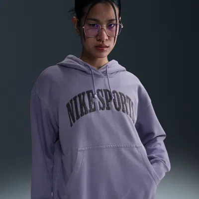 Nike Phoenix Fleece Oversized Retro Logo Hoodie In Purple