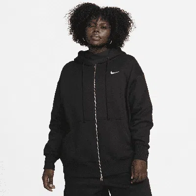 Nike Women's  Sportswear Oversized Jersey Full-zip Hoodie In Black/ White