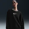 Nike Sportswear Phoenix Embroidered Oversize Long Fleece Sweatshirt In Black