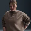 Nike Women's  Sportswear Phoenix Fleece Oversized Graphic Crew-neck Sweatshirt (plus Size) In Brown