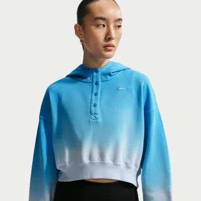 Nike Women's  Sportswear Phoenix Fleece Oversized Henley Hoodie In Blue