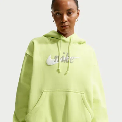 Nike Oversize Brushed Cotton Blend Fleece Hoodie In Yellow