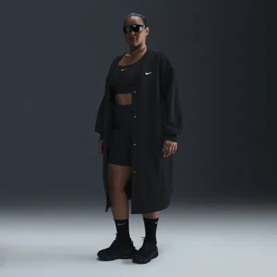 Nike Women's  Sportswear Phoenix Fleece Oversized Long Cardigan (plus Size) In Black