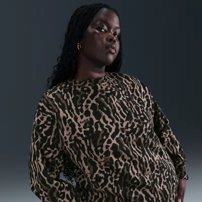 Nike Women's  Sportswear Phoenix Fleece Oversized Printed Crew-neck Sweatshirt (plus Size) In Multi