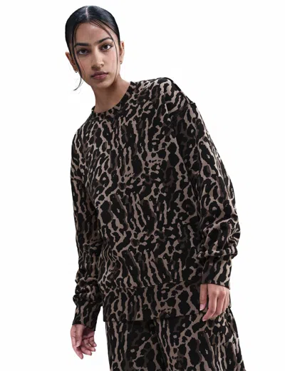 Nike Sportswear Phoenix Fleece Oversized All Over Print Crew In Multi