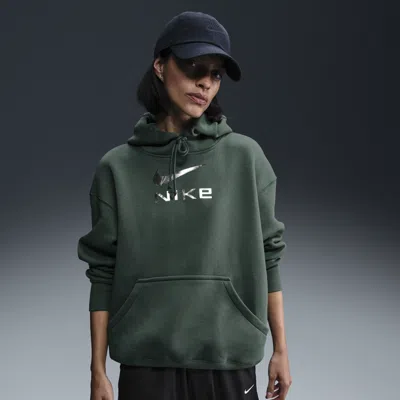 Nike Women's  Sportswear Phoenix Fleece Oversized Pullover Graphic Hoodie In Green
