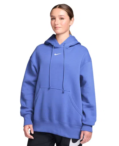 Nike Women's Sportswear Phoenix Fleece Oversized Pullover Hoodie In Blue