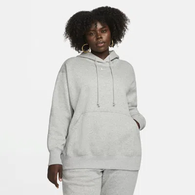 Nike Logo-embroidered Drawstring Hoodie In Dark Grey Heather/sail