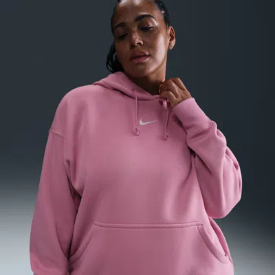 Nike Women's  Sportswear Phoenix Fleece Oversized Pullover Hoodie (plus Size) In Pink